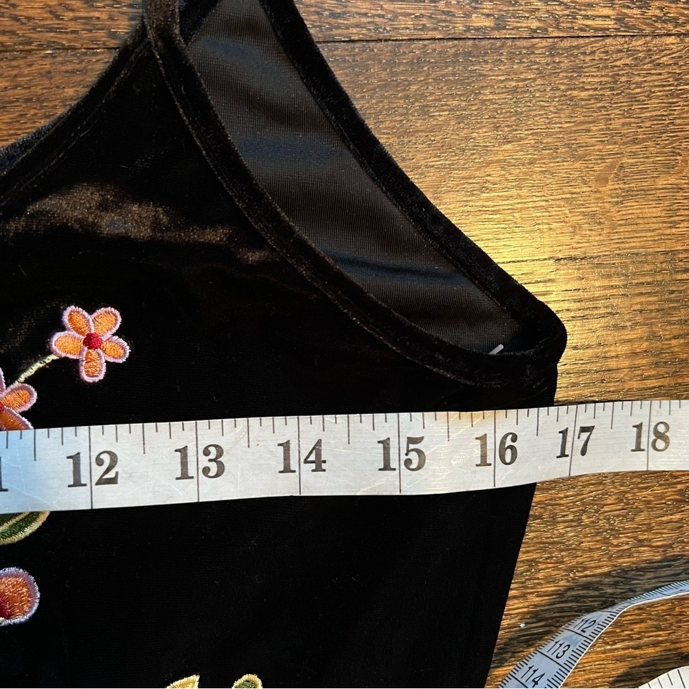 Papell boutique size 12 black embroidered velvet maxi dress - Picture 6 of 8